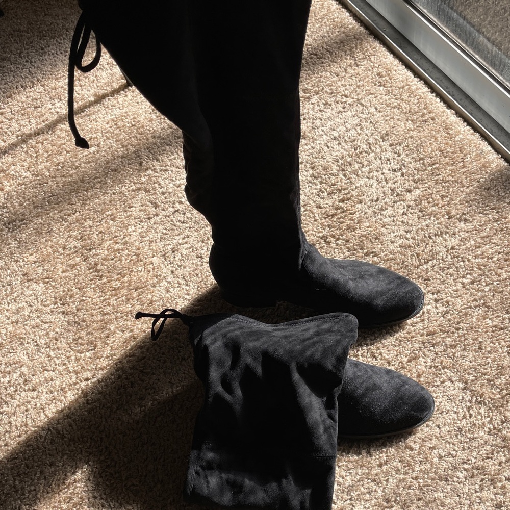 Women’s Above the Knee Soft Tie Black Boots